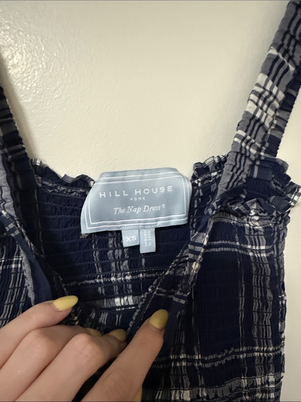 Hill House Home Smocked Navy Plaid Maxi Dress - XS - Picture 4 of 5
